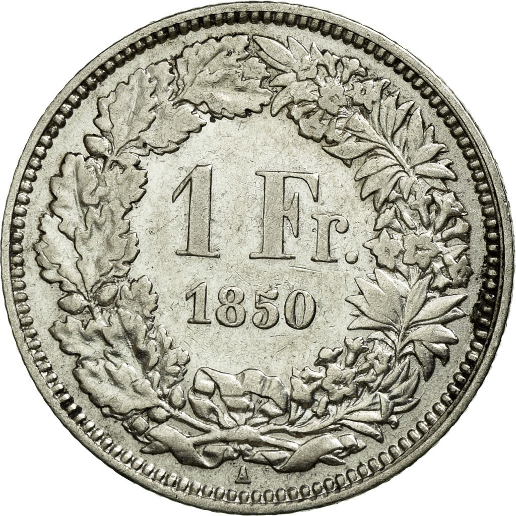 Coin, Switzerland, Franc, 1850, Paris, AU(50-53), Silver, KM:9
