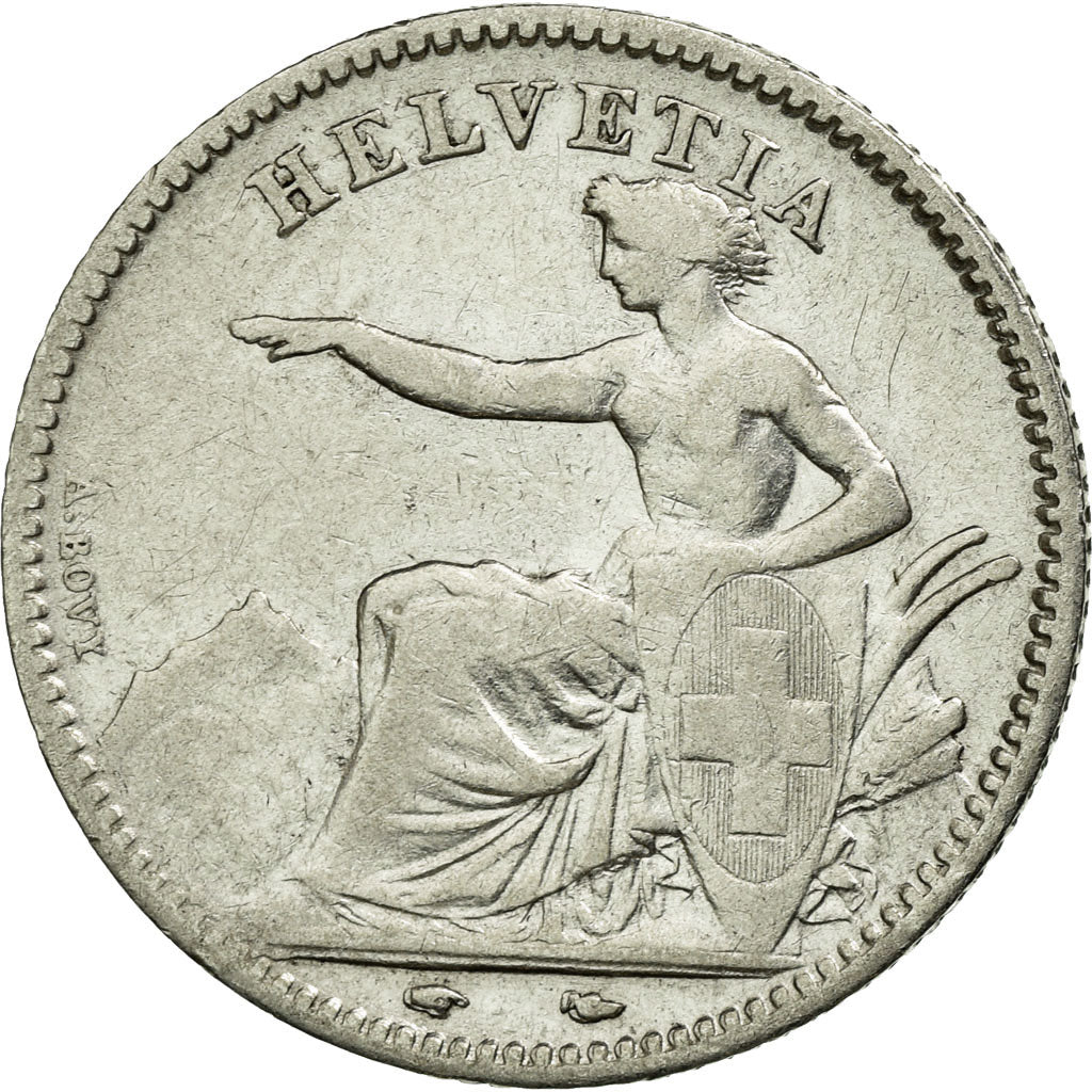 Coin, Switzerland, Franc, 1851, Paris, VF(20-25), Silver, KM:9