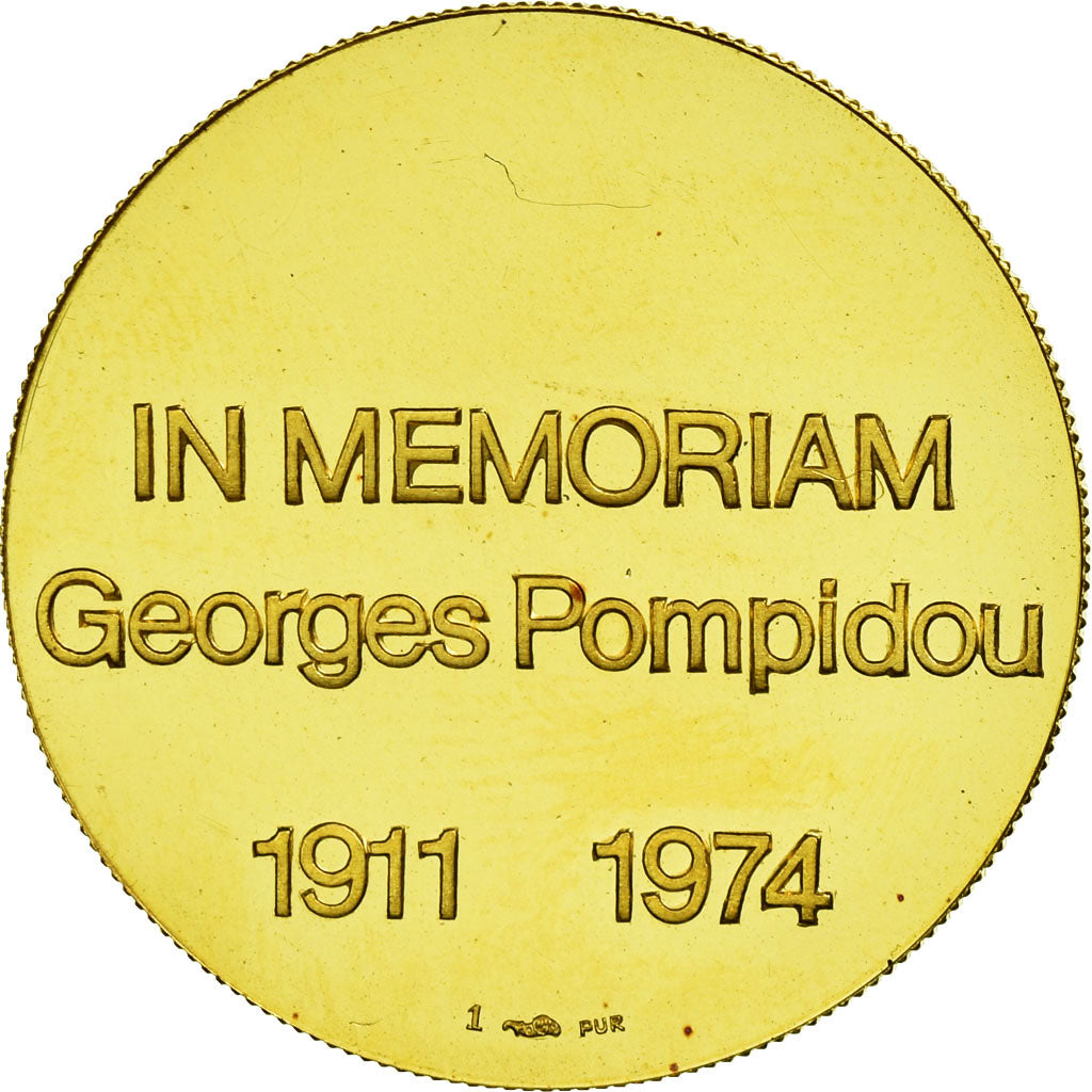 France, Medal, Georges Pompidou, Politics, Society, War, MS(63), Gold