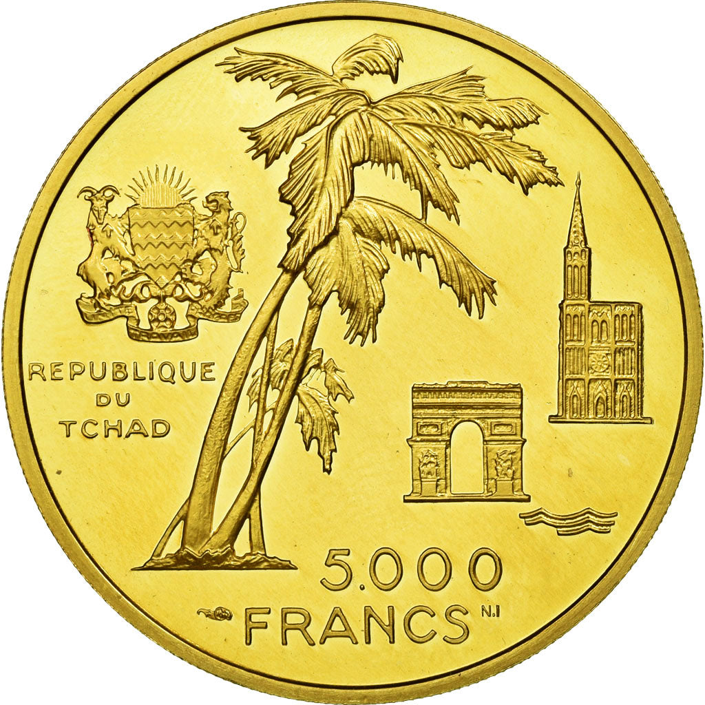 Coin, Chad, Général Leclerc, 5000 Francs, Undated (1970), Paris, MS(63), Gold