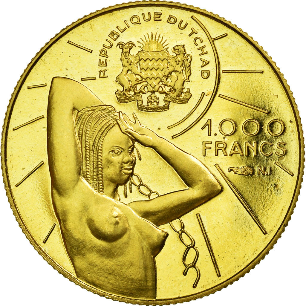 Coin, Chad, Lamy, 1000 Francs, Undated (1970), Paris, MS(63), Gold, KM:8