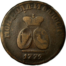Coin, MOLDAVIA & WALLACHEA, 3 Dengi, PARA, 1772, VF(20-25), Bronze, KM:2.2