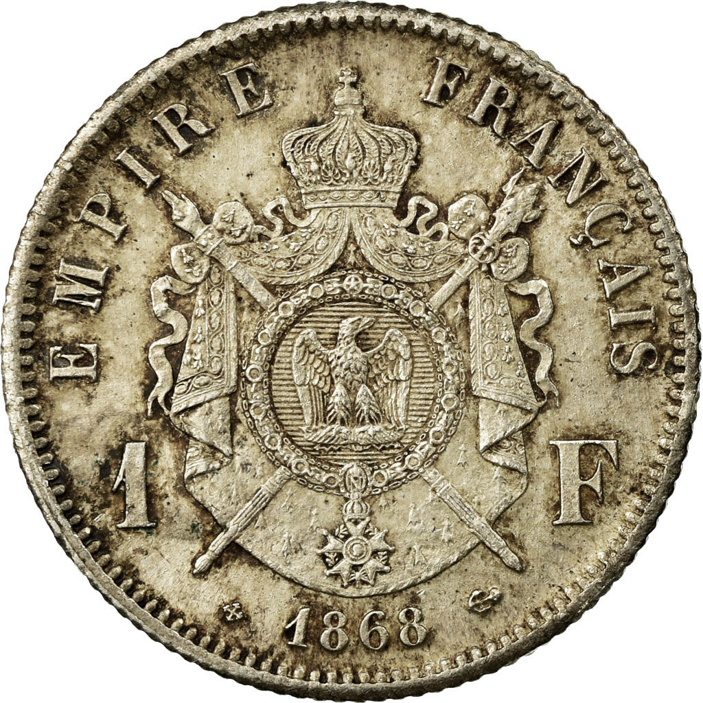 Coin, France, Napoleon III, Napoléon III, Franc, 1868, Strasbourg, MS(60-62)