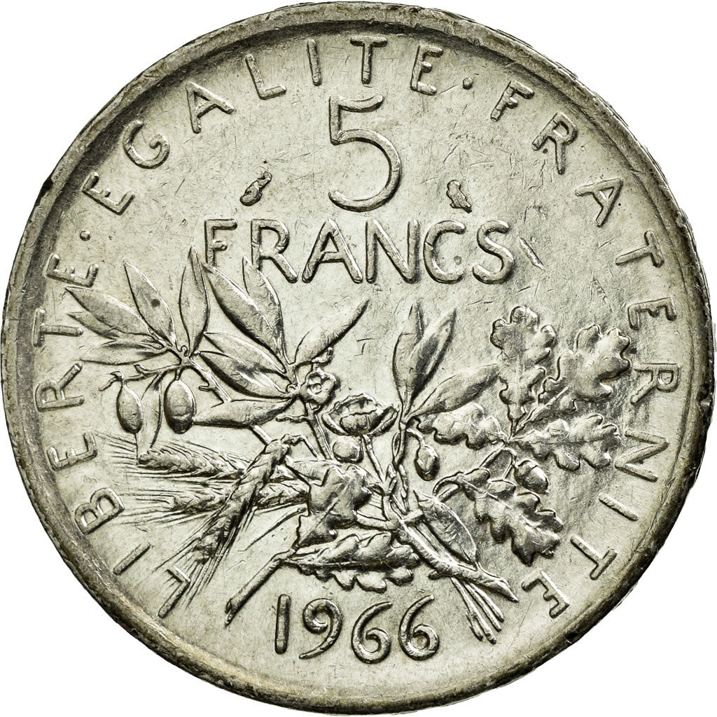 Coin, France, Semeuse, 5 Francs, 1966, Paris, AU(50-53), Silver, KM:926