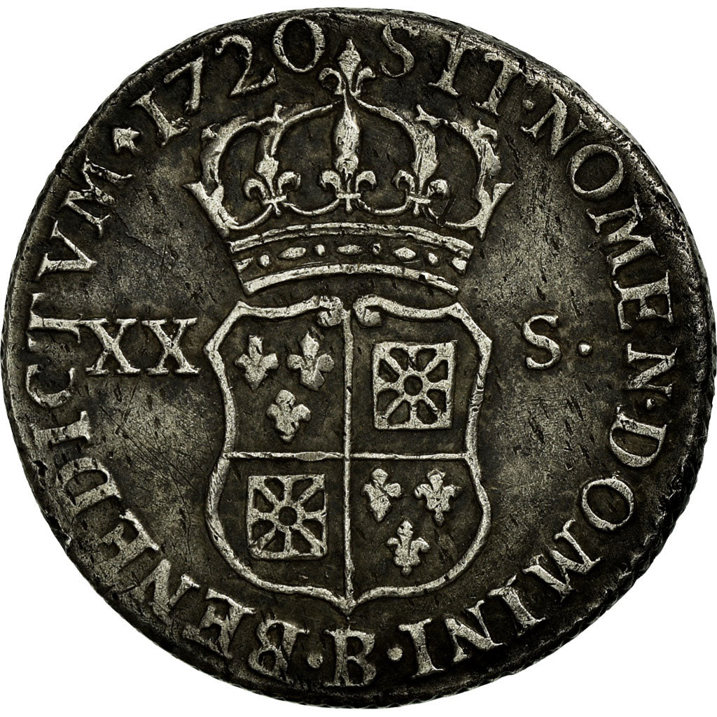 Monnaie, France, Louis XV, 1/6 Écu (XX – S) de France-Navarre, 20 Sols, 1/6