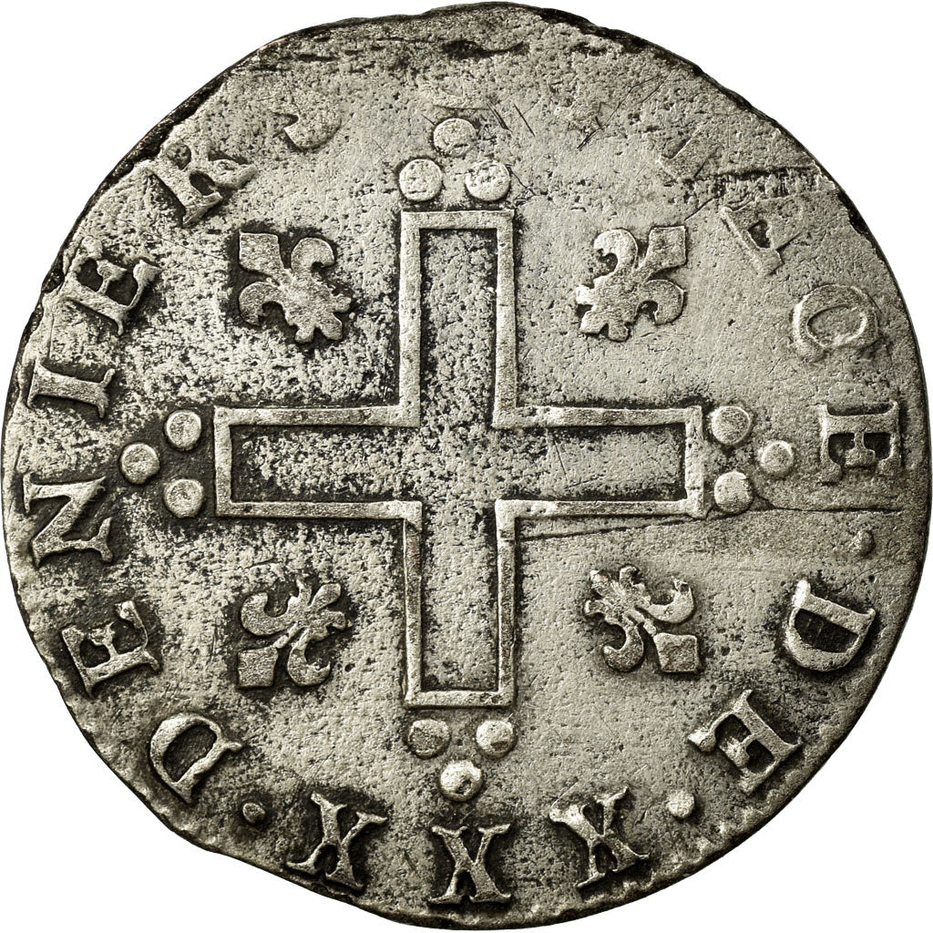 Coin, France, Louis XIV, XXX Deniers aux 2 L couronnés, 30 Deniers, Lyons