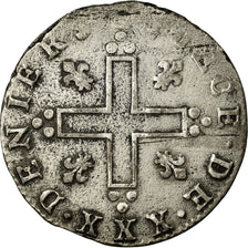 Coin, France, Louis XIV, XXX Deniers aux 2 L couronnés, 30 Deniers, Lyons