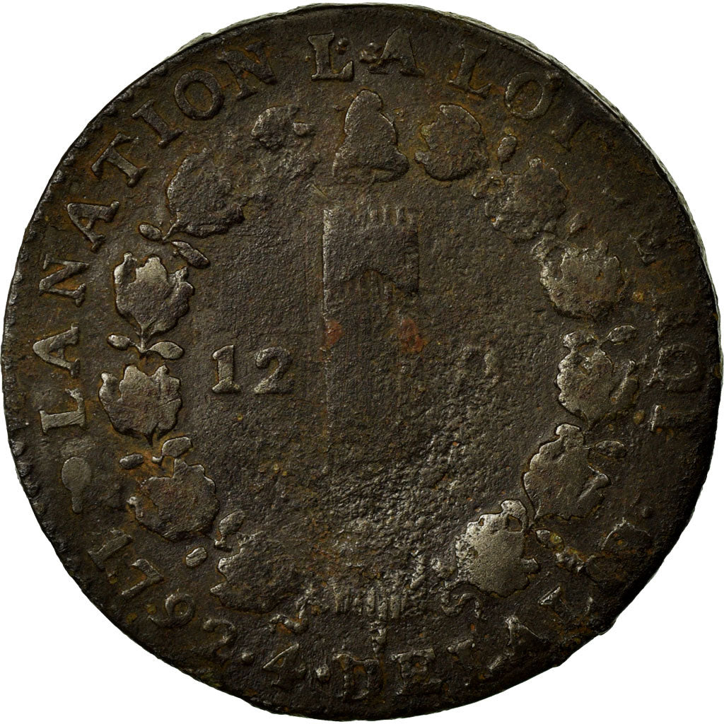 Coin, France, 12 deniers françois, 12 Deniers, 1792, Bordeaux, VF(30-35)