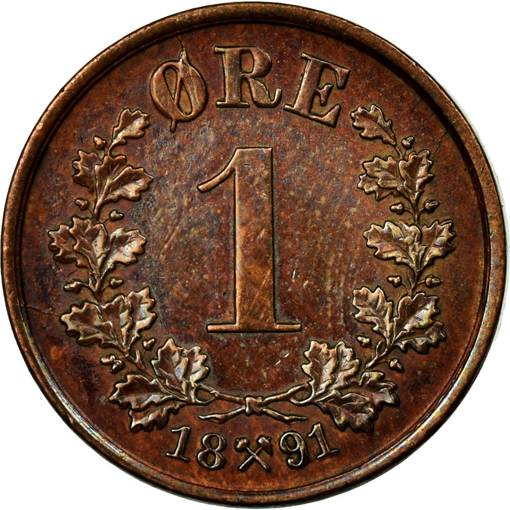 Coin, Norway, Ore, 1891, MS(63), Bronze, KM:352