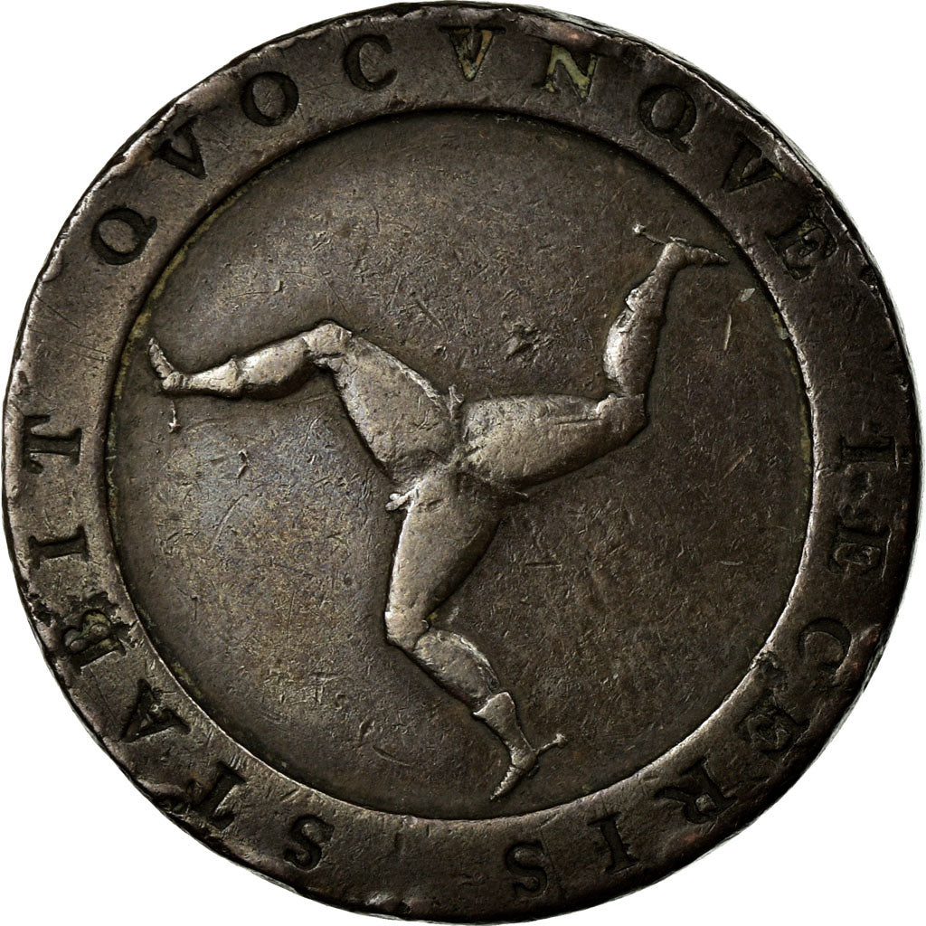 Coin, Isle of Man, 1/2 Penny, 1798, EF(40-45), Copper, KM:10