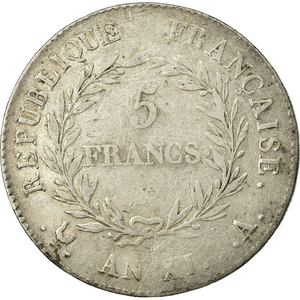 Coin, France, 5 Francs, An XI, Paris, F(12-15), Silver, KM:650.1, Gadoury:577