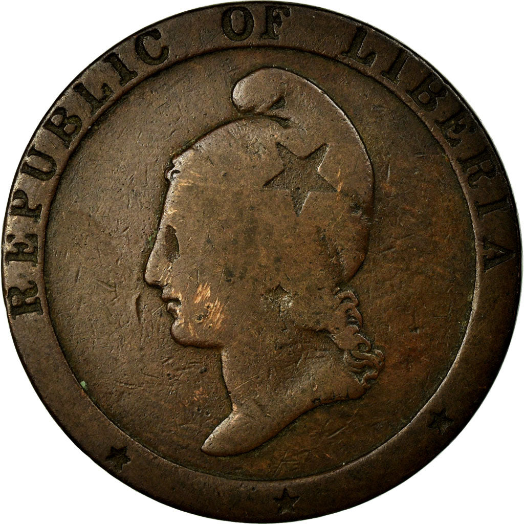Coin, Liberia, 2 Cents, 1847, VF(20-25), KM:2