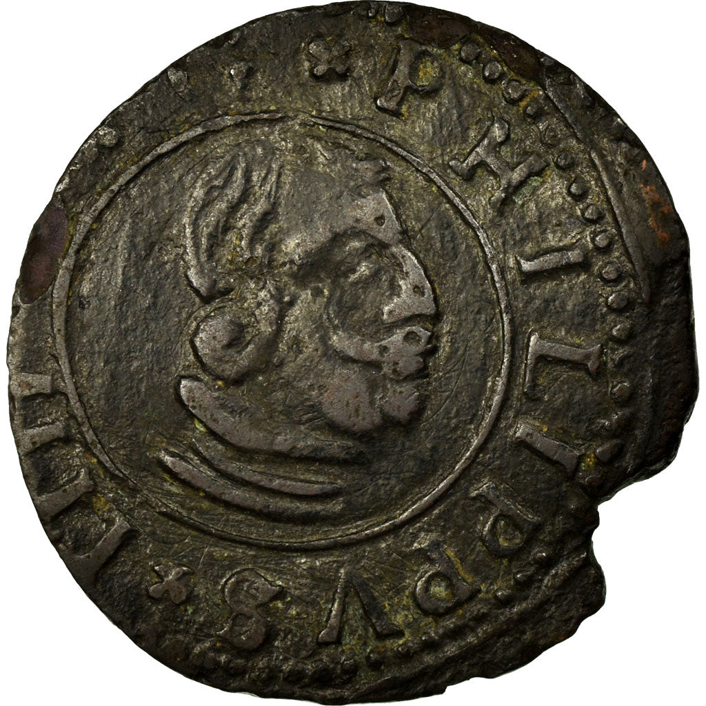 Moneta, Spagna, Philip IV, 16 Maravedis, 1664, Madrid, MB+, Rame, KM:172.5