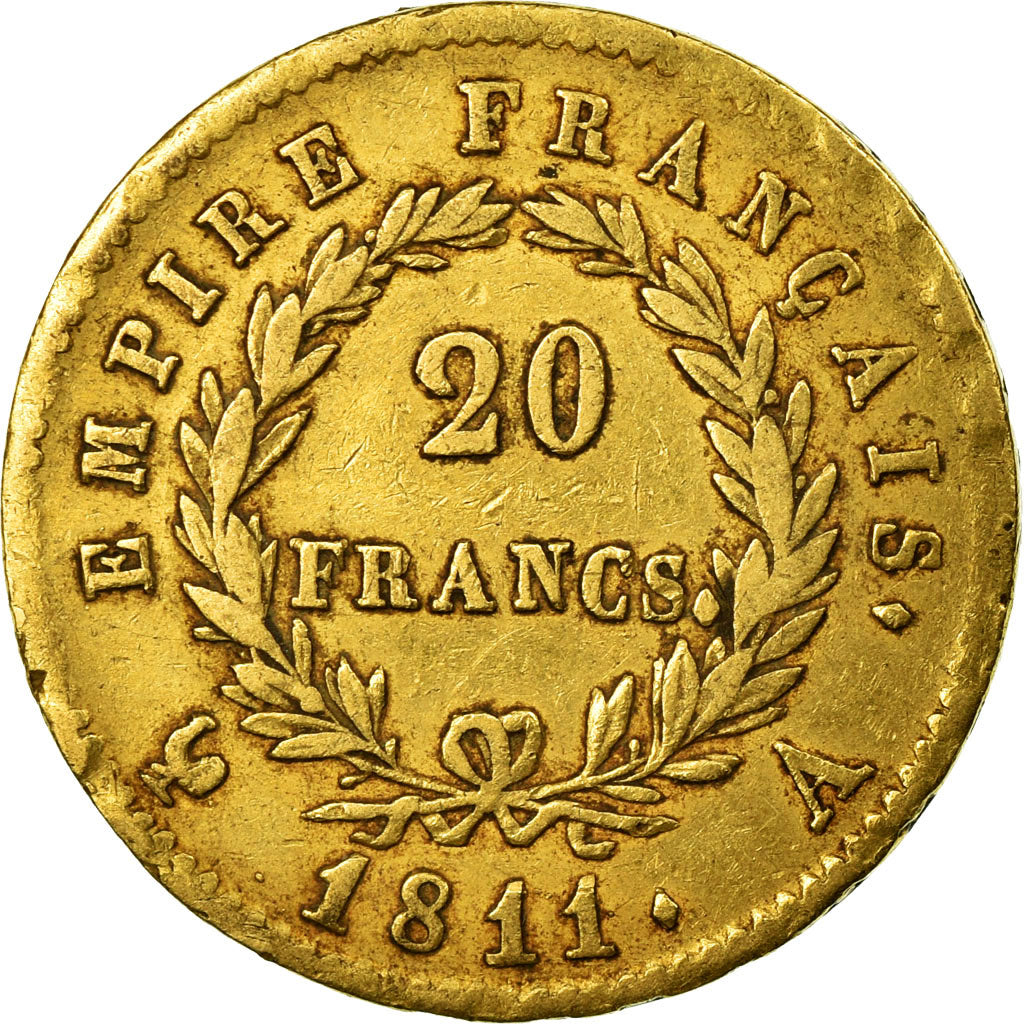 Moneda, Francia, Napoléon I, 20 Francs, 1811, Paris, BC+, Oro, KM:695.1