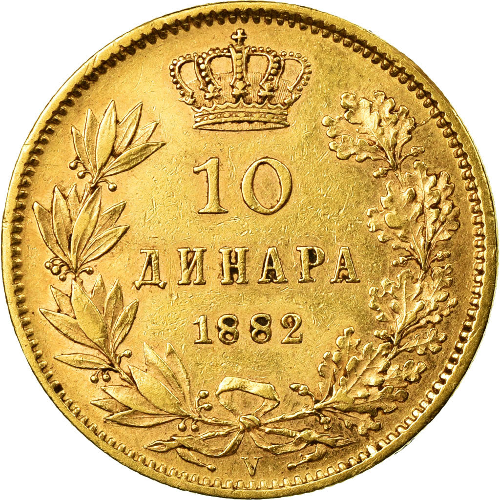 Monnaie, Serbie, Milan I, 10 Dinara, 1882, TTB+, Or, KM:16