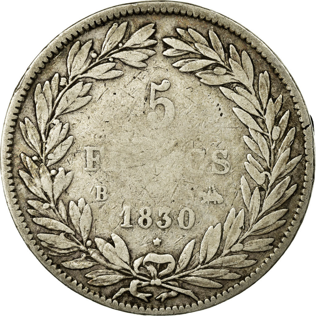 Monnaie, France, Louis-Philippe, 5 Francs, 1830, Rouen, B+, Argent, Gadoury:676