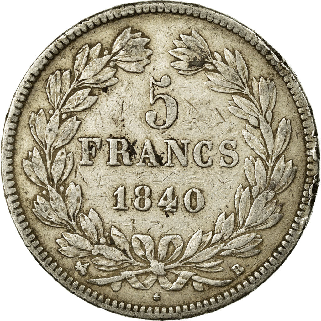 Coin, France, Louis-Philippe, 5 Francs, 1840, Rouen, VF(30-35), Silver