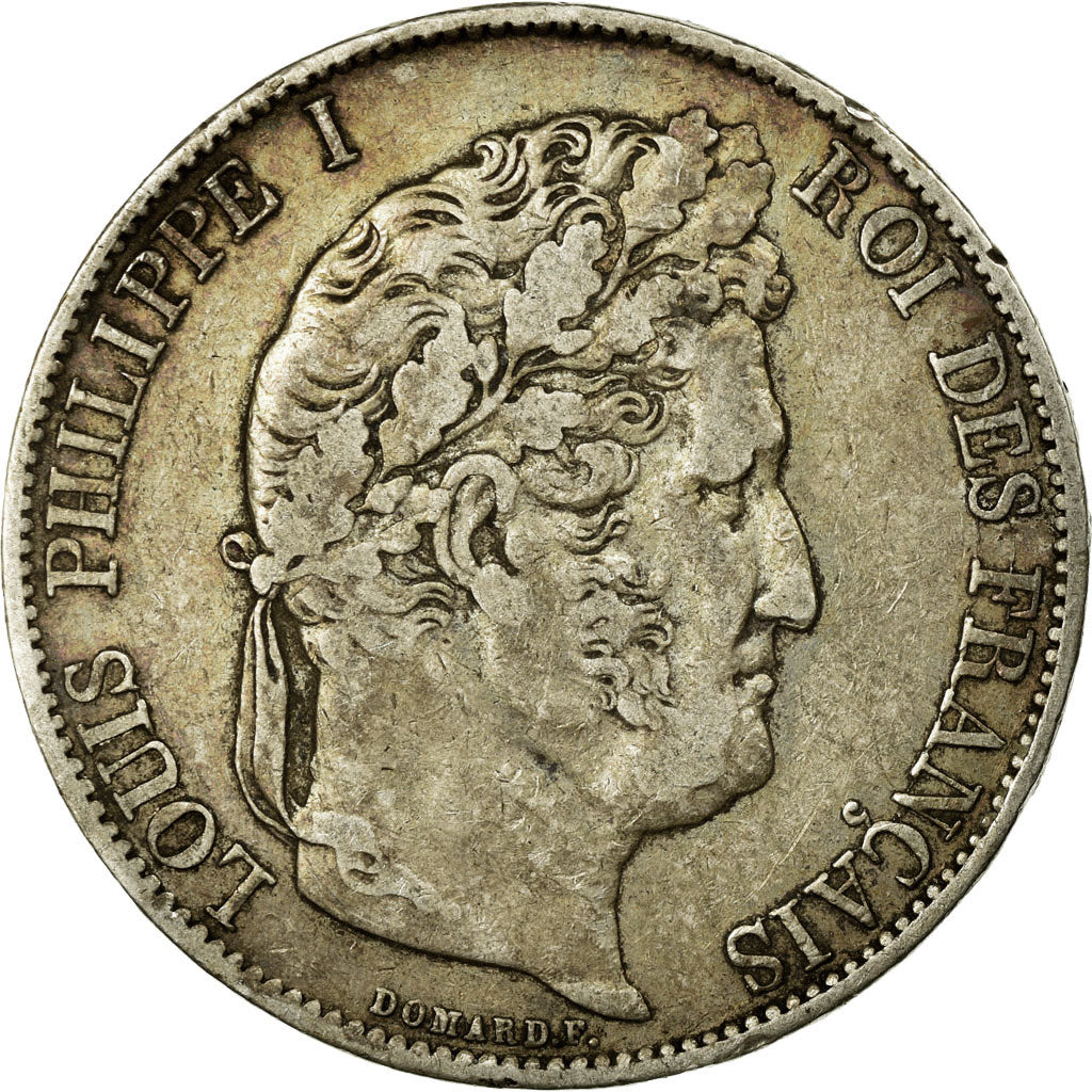 Coin, France, Louis-Philippe, 5 Francs, 1844, Strasbourg, EF(40-45), Silver