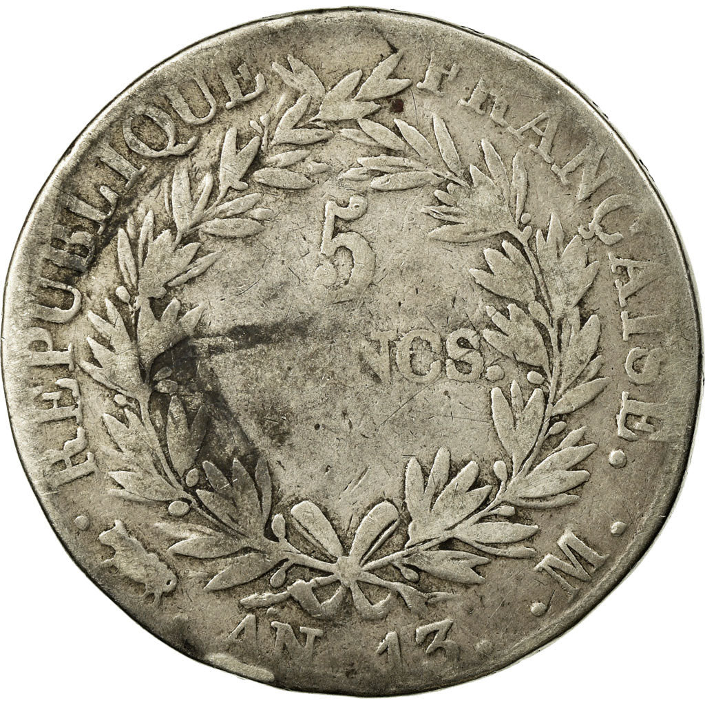 Coin, France, Napoléon I, 5 Francs, AN 13, Toulouse, F(12-15), Silver