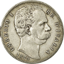 Coin, Italy, Umberto I, 5 Lire, 1879, Rome, VF(30-35), Silver, KM:20