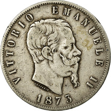 Coin, Italy, Vittorio Emanuele II, 5 Lire, 1873, Milan, EF(40-45), Silver
