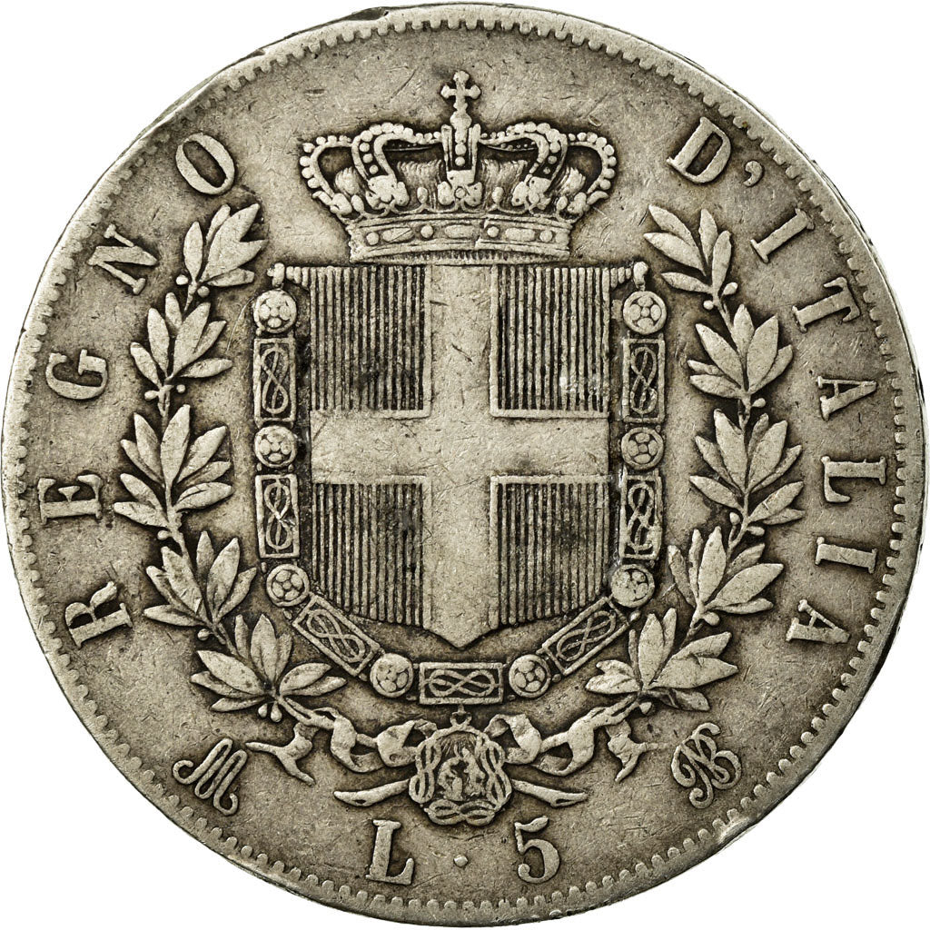Coin, Italy, Vittorio Emanuele II, 5 Lire, 1873, Milan, EF(40-45), Silver