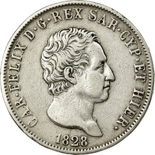 Münze, Italien Staaten, SARDINIA, Carlo Felice, 5 Lire, 1828, Genoa, SS