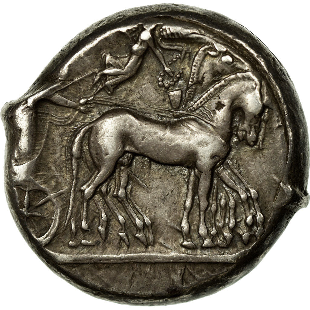 Coin, Sicily, Syracuse, Hieron I, Tetradrachm, AU(50-53), Silver, HGC:2-1307