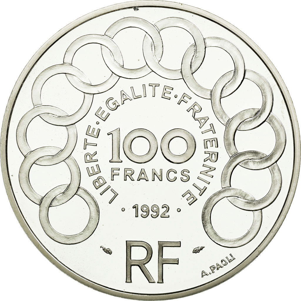 Munten, Frankrijk, 100 Francs-15 Ecus, 1992, Paris, FDC, Zilver, KM:1012