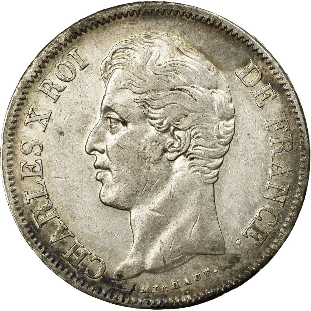 Moneta, Francia, Charles X, 5 Francs, 1828, Lille, BB, Argento, KM:728.13