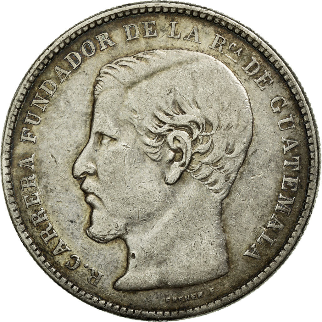 Moneda, Guatemala, Rafael Carrera, Peso, 1867, BC+, Plata, KM:186.1