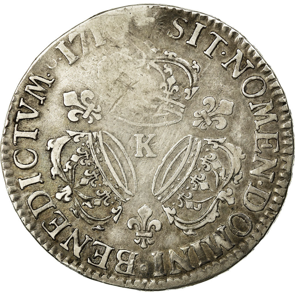 Moeda, França, Louis XIV, Écu aux 3 couronnes, Ecu, 1710, Bordeaux, VF(20-25)