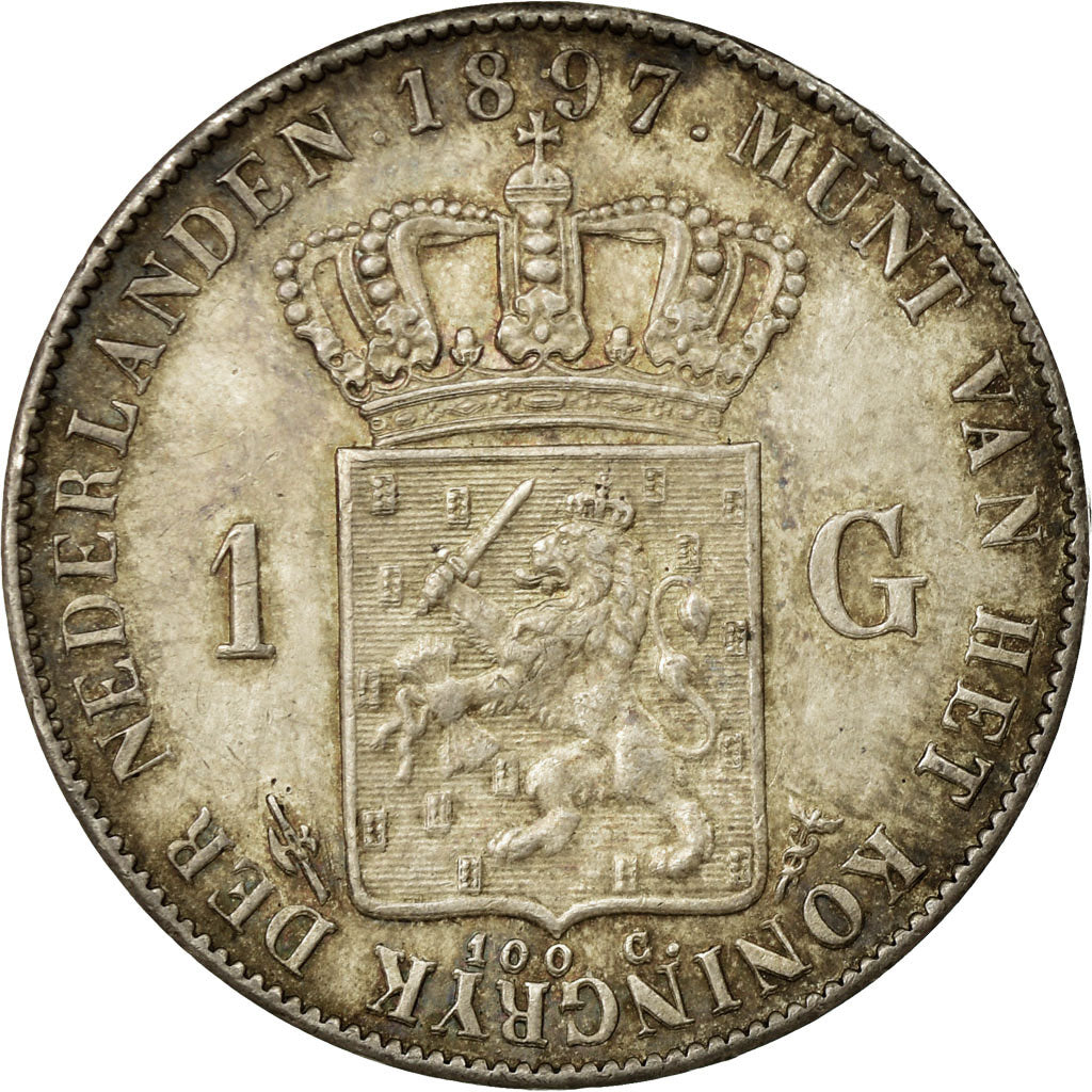 Monnaie, Pays-Bas, Wilhelmina I, Gulden, 1897, TTB+, Argent, KM:117