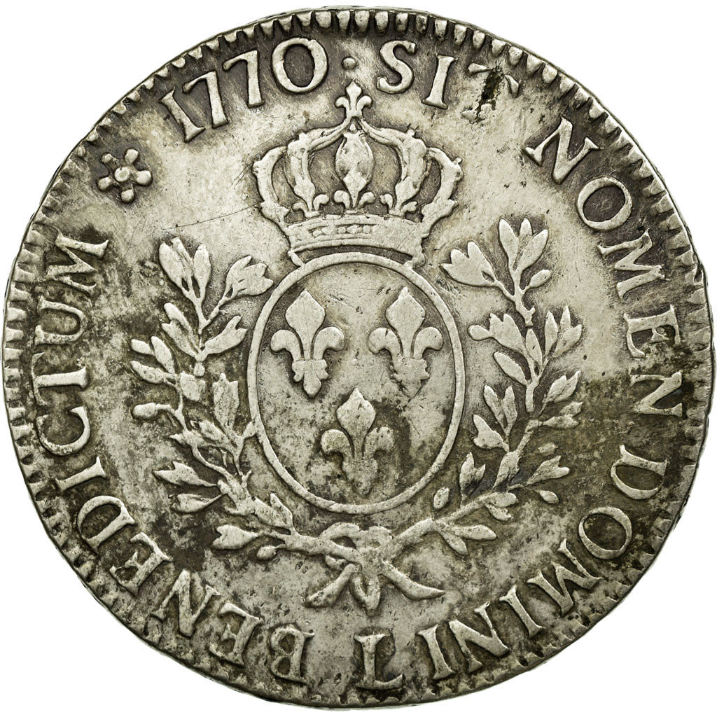 Moeda, França, Louis XV, Écu au bandeau, Ecu, 1770, Bayonne, VF(20-25), Prata