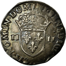 Coin, France, Charles X, 1/4 Ecu, 1591, VF(30-35), Silver, Duplessy:1177