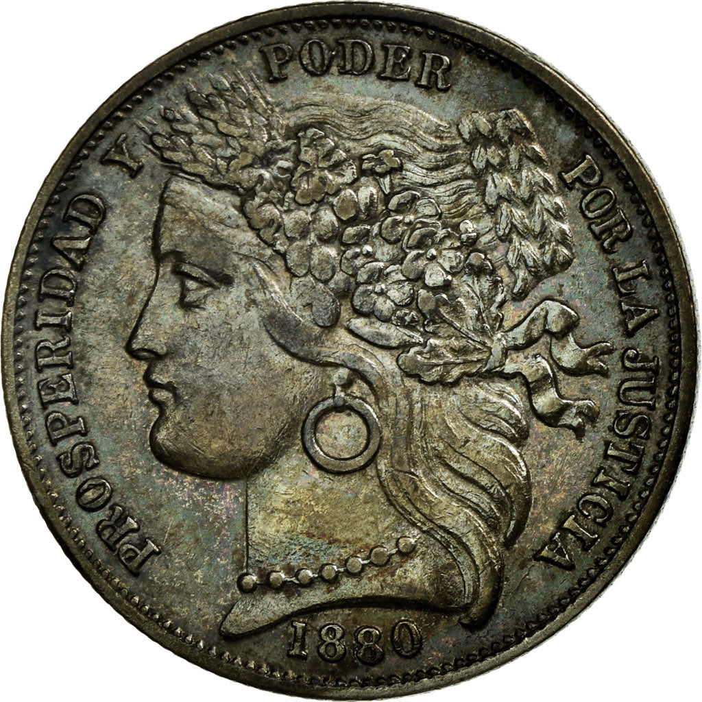 Coin, Peru, Peseta, 1880, Lima, MS(60-62), Silver, KM:200.1