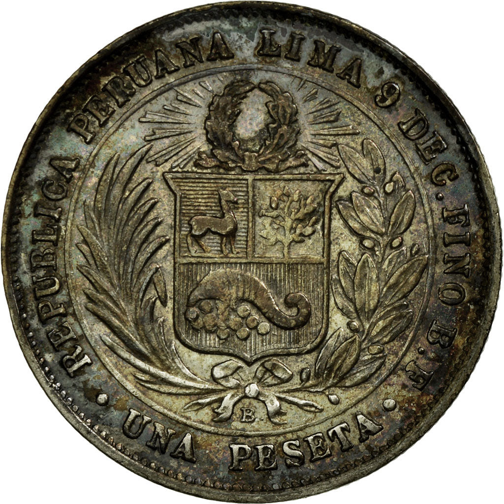 Coin, Peru, Peseta, 1880, Lima, MS(60-62), Silver, KM:200.1