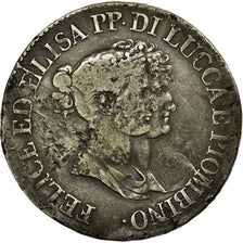 Moneta, STATI ITALIANI, LUCCA, Felix and Elisa, 5 Franchi, 1808, Firenze, B+