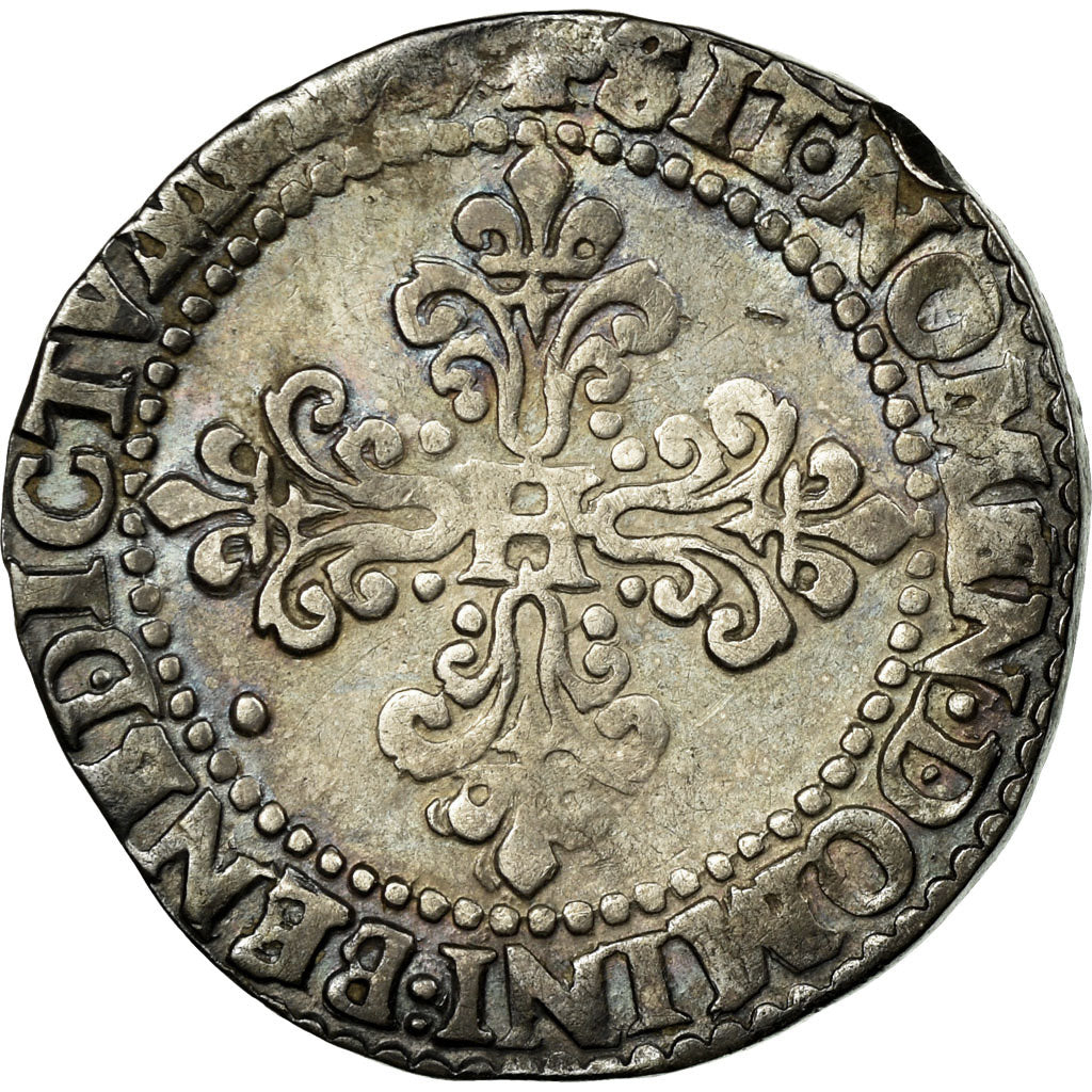 Moneta, Francja, Henri III, Demi Franc, Paris, VF(30-35), Srebro, Sombart:4714