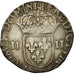 Monnaie, France, Henri III, 1/4 Ecu, 1588, Rennes, TB+, Argent, Sombart:4662