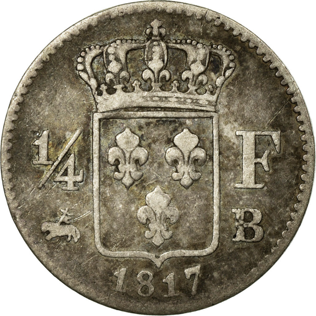 Coin, France, Louis XVIII, Louis XVIII, 1/4 Franc, 1817, Rouen, VF(20-25)