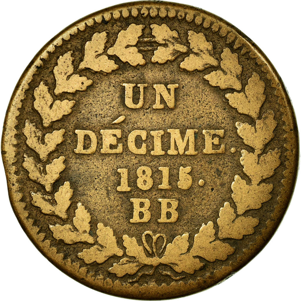 Monnaie, France, Napoleon I, Decime, 1815, Strasbourg, TB, Bronze, Gadoury:195e