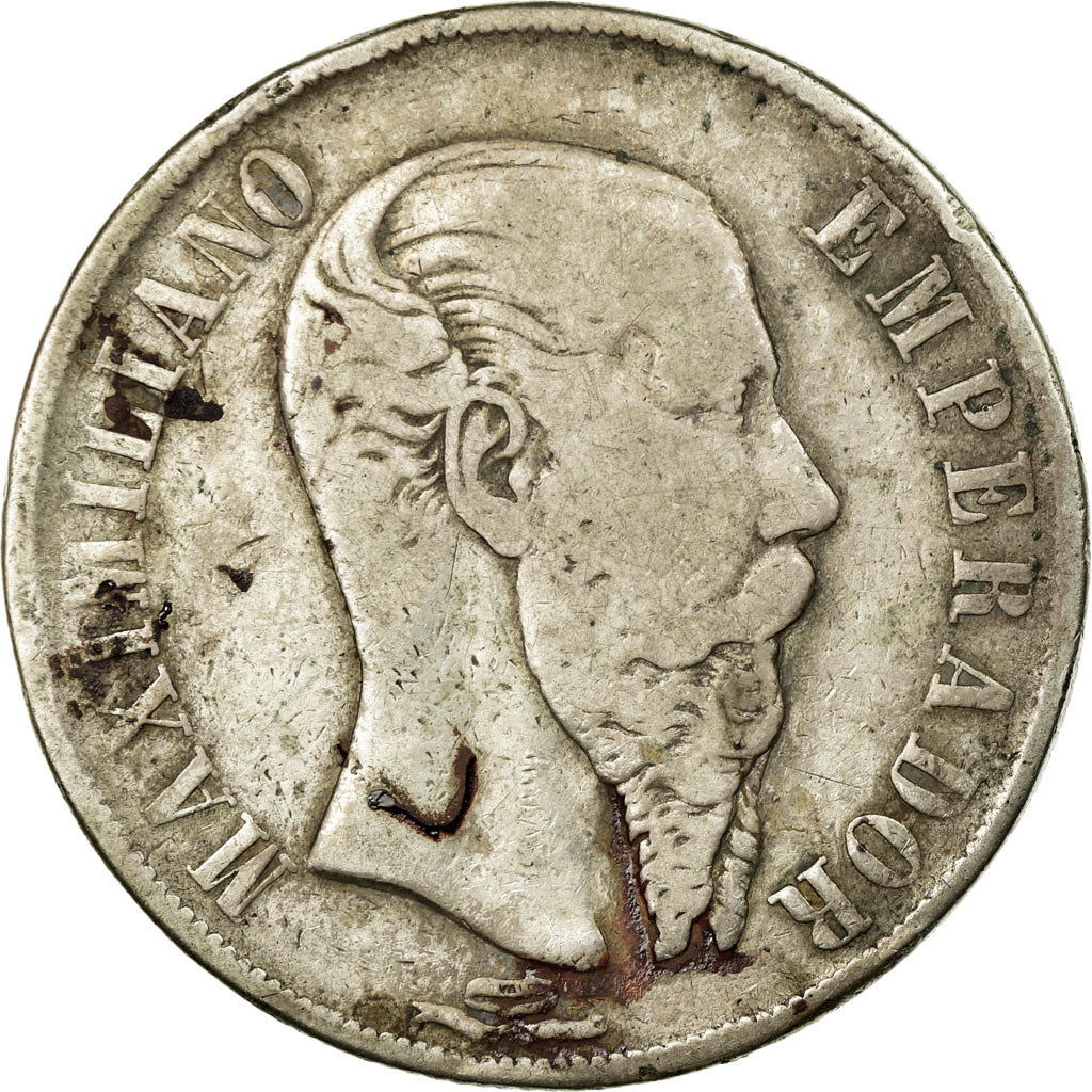 Moneta, Messico, Maximilian, Peso, 1866, Mexico City, B+, Argento, KM:388.1