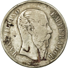 Moneta, Messico, Maximilian, Peso, 1866, Mexico City, B+, Argento, KM:388.1