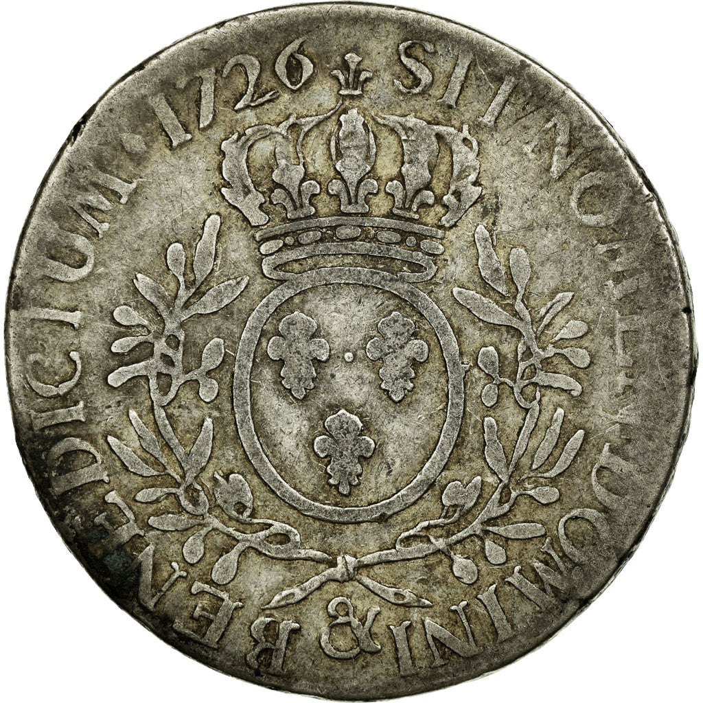 Moneta, Francia, Louis XV, Écu aux branches d'olivier, Ecu, 1726, Aix, B+