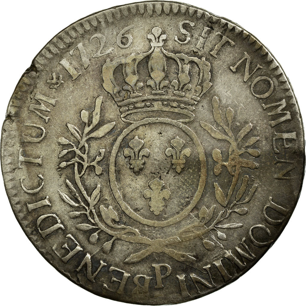 Coin, France, Louis XV, Écu aux branches d'olivier, Ecu, 1726, Dijon