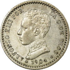 Moneda, España, Alfonso XIII, 50 Centimos, 1904, EBC, Plata, KM:723