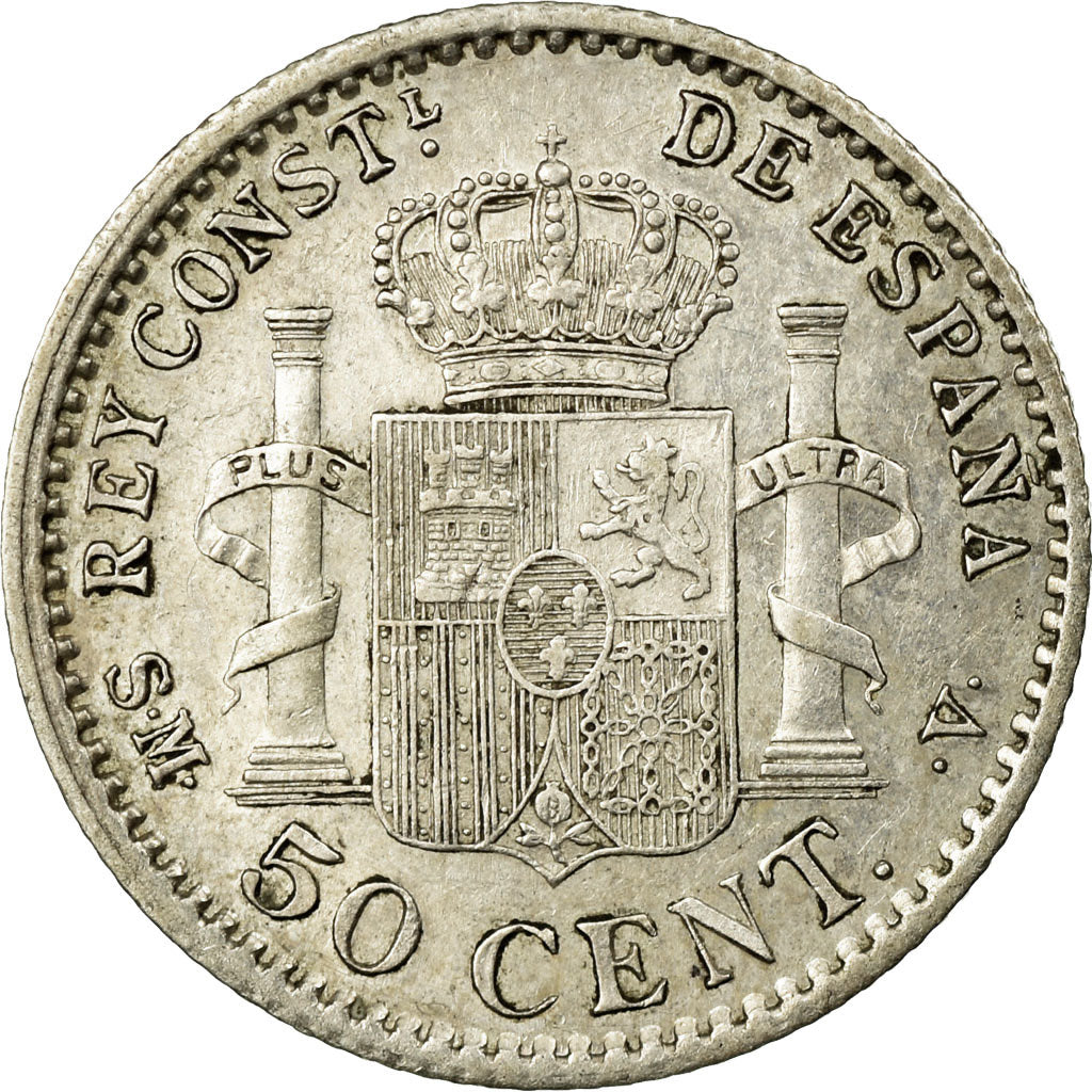 Moneda, España, Alfonso XIII, 50 Centimos, 1904, EBC, Plata, KM:723