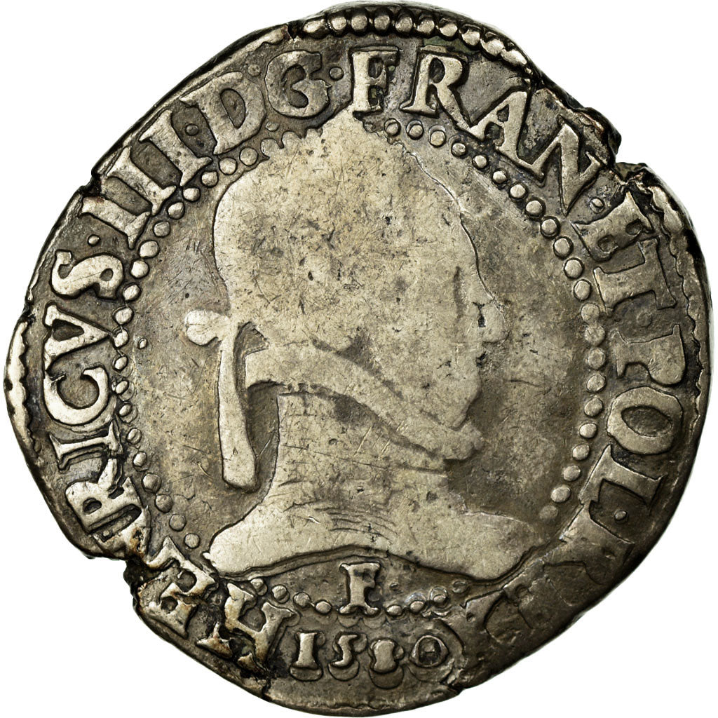 Münze, Frankreich, Henri III, Franc au Col Plat, 1580, Angers, S, Silber