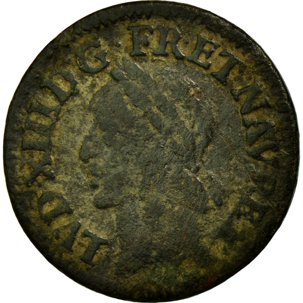 Coin, France, Louis XIII, Double tournois de Warin, tête à gauche, Double